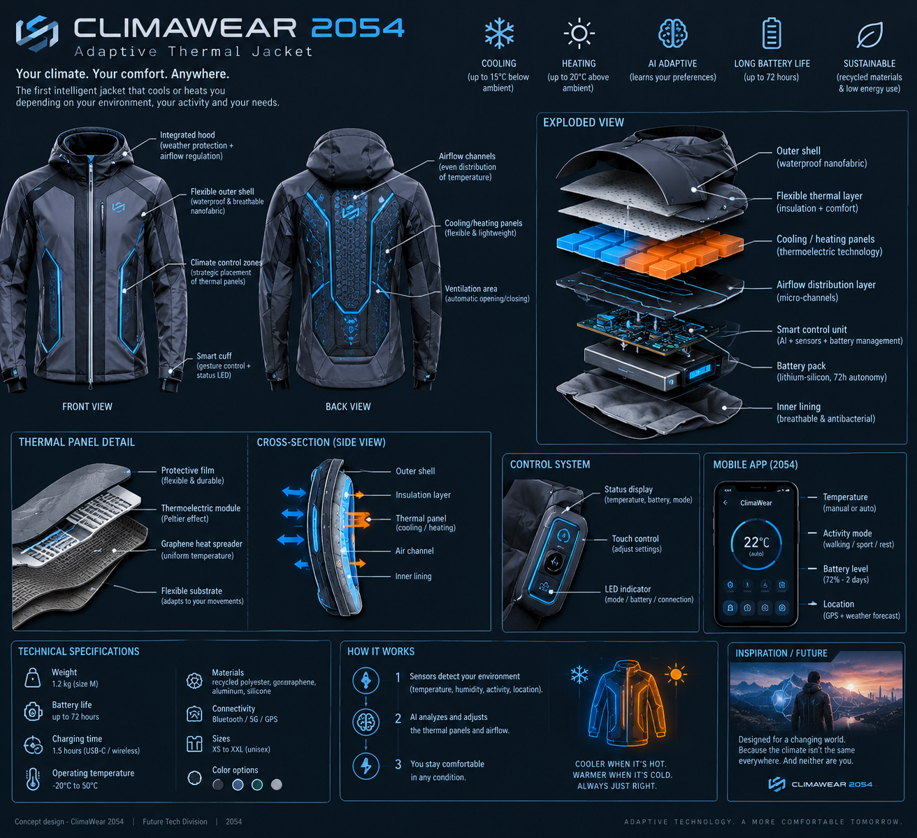 ClimaWear 2054 technical concept board